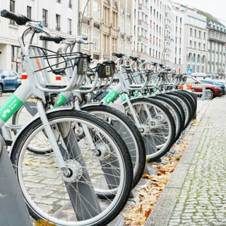 Shared bikes at a docking station in Berlin