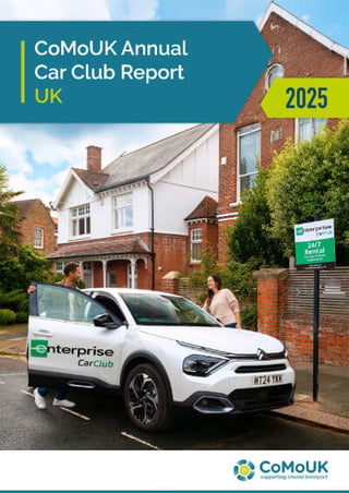 Front cover of the annual car club report 2025 featuring a parked Enterprise Car Club vehicle being entered