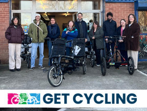 Team CoMoUK outside Get Cycling CIC in York