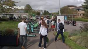 Attendees looking around the mobility hubs