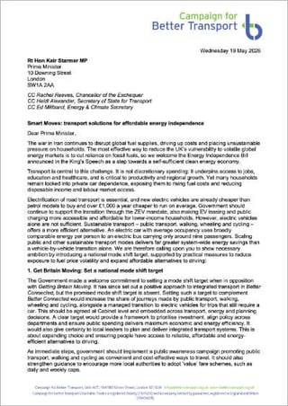 Image of the letter to the PM