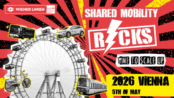 Shared Mobility Rocks 2026 poster featuring illustration of shared modes