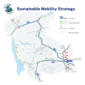 Map showing the Stirling Council Sustainable Mobility Strategy plans
