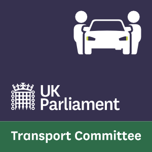 Ride sharing icon with the UK Parliament and Transport Committee logos